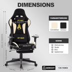 Symino Gaming Chair, Two-Tone Design, Wraparound Seat, Lumbar & Head Support, 150° Tilt, Class 3 SGS Gas, 330 lbs (Faux Suede, Black Beige)