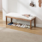 Linen Dining Bench Upholstered Entryway Bench Farmhouse Shoe Bench Seat Ottoman for Hallway Living Room Bedroom End of Bed Dining Room Kitchen, 45.5" Long, Beige