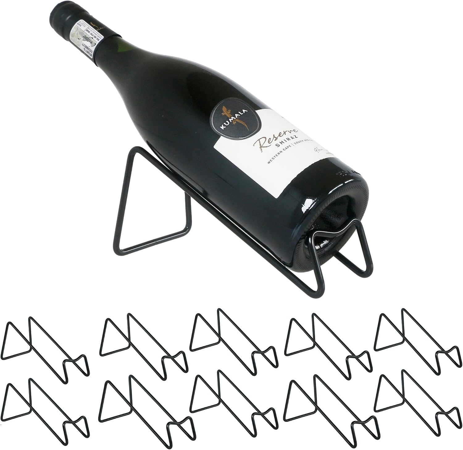10 Pcs Metal Wine Rack Freestanding -Tabletop/ Countertop Wine Rack Holder - Wine Bottle Storage Rack, Party Wine Holder Stand, Unique Wine Gifts and Accessories for Wine Lovers (Black)