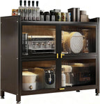 Storage Cabinet, Farmhouse Pantry Storage Cabinet with Sliding Barn Doors, Coffee Bar Workstation, Cupboard for Dining Room Living Room Furniture(Black,60 * 81cm/23.6 * 31.8in)