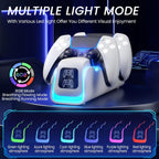 PS5 Controller Charger,PS5 Charging Dock for Dualsense Edge with 6 LED & RGB Breathing Mode,Overcharge Protection Controller Charging PlayStation 4 Accessories Cooling System 5V/2A Adapter Cable