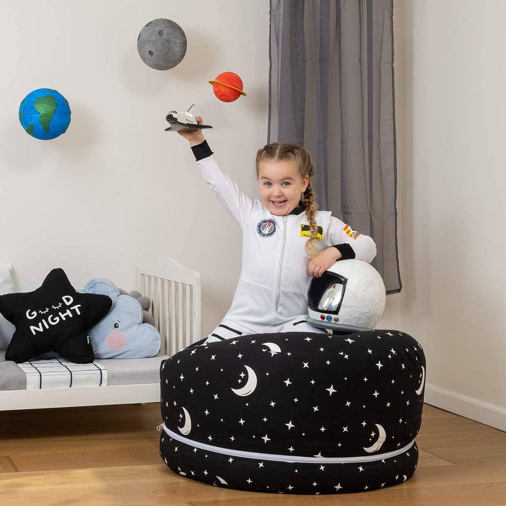 SMART WALLABY Stuffed Animal Storage Bean Bag Chair | 2 Sizes in 1 | 100% Cotton Washable Kids’ Plush Toys Organizer | XL to XXL Expandable Premium Soft Toys Pouf Starry Night