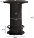 Tribesigns Round Bar Table, 39.4" H Wood Bistro Pub Table with Metal Ring Footrest for Dining Coffee Cocktail Living Room, Small Space, Black (Only Table)