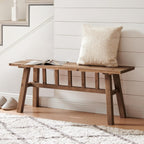 Wnutrees 43" Solid Wood Bench, Farmhouse Rustic Entryway Bench Seat for Dining Room, Hallway, End of Bed, Handcrafted Finish, Natural