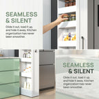 7 Tier Multi-Functional Pull-Out Storage Cart, Single-Sided Open Shelf, Slim Kitchen & Living Room Organizer, Narrow Space Storage with Handle & Wheels, Pantry Shelf for Small Spaces, White