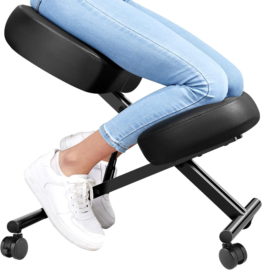 Kneeling Chair Ergonomic for Office, Height Adjustable Stool with Thick Foam Cushions for Home and Office to Improve Posture