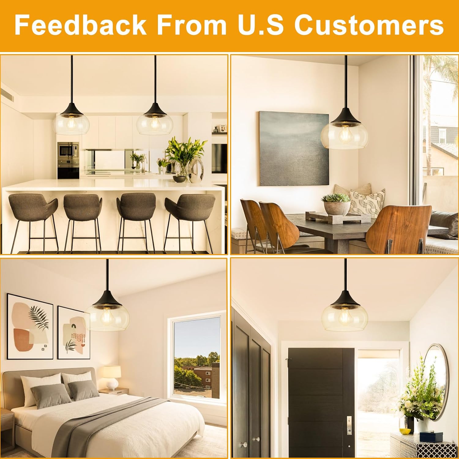 Modern Pendant Lights for Kitchen Island, Black Pendant Light Fixtures with 8.5" Clear Glass Shade, Industrial Hanging Pendant Lights Fixture for Kitchen Island Dining Room Bedroom Entryway 1 Pack