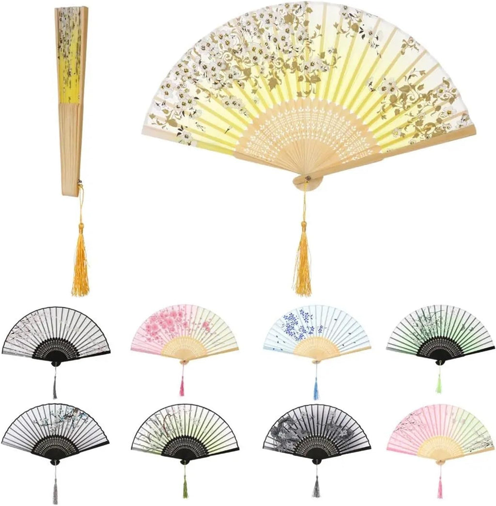 Retro Flower Pattern Home Decoration Elegant Folding Fan Painting Handheld Fan Dance Performance Props