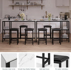 HUGROVE 4-Piece Counter Height Table with 3 PU Upholstered Bar Stools, 57.08" Faux Marble Table Top with Storage, Modern Bar Table and Chairs Set for Kitchen, Living Room, Small Space, Pub (Charcoal)