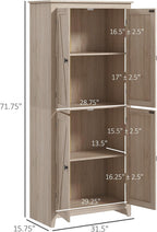 31.5" D*15.75" W*71.75" H Natural Wood Kitchen Pantry with 2 Shelves, 2 Double Doors, Farmhouse Rectangular Storage Cabinet, for Living Room, Dining Room