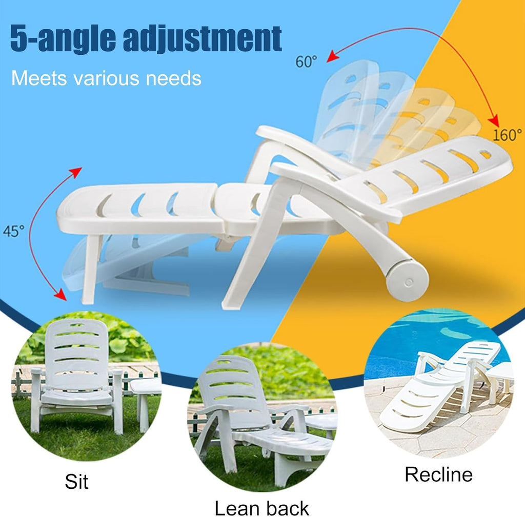 Kids Lounge Chair Outdoor, with High Backrest, Arm Rest, Adjustable Reclining Design, Durable Construction, Portable & Lightweight for Backyard, Poolside, or Beach