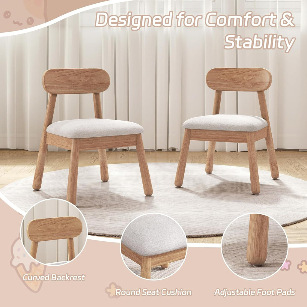 Wood Kid Armchair, Toddler Chairs Ages 1-4, Kid Chair with Solid Wooden Frame, Toddler Armchair Comfy, Upholstered Kids Chair for Playroom, Bedroom, Kindergarten & Preschool, White