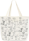 Dachshund Canvas Tote Bag, Reusable Weiner Dog Grocery Shoulder Bags For Friends Dog Lovers