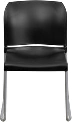 Flash Furniture Hercules Series Contoured Stacking Chairs for Waiting Rooms and Offices, Ergonomic Lobby Chairs with Curved Back, Set of 5, Black