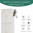 YITAHOME 71" Metal Kitchen Pantry Storage Cabinet with 4 Doors, 4 Adjustable Shelves, 1 Drawer and 8 Door Racks, Tall Freestanding Steel Cupboard for Home Kitchen Living Dining Room, White