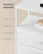 SONGMICS BELLAH Collection - Nightstand with Charging Station and App-Controlled Adjustable LED Lights, Bed Side Table, 3 Drawers and 1 Open Shelf, Modern, Cloud White and Snow White ULGS303WH01S