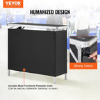 VEVOR Folding Portable Bar Table, Tradeshow Podium Table for Indoor, Outdoor, Party, Picnic, Exhibition, Includes Carrying Case, Storage Shelf and Black Skirt, 38.39" x 15.16" x 34.25"