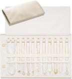 Lolalet Travel Necklace Organizer, Tangle-Free Necklace Case for Travel, Foldable Roll Up Jewelry Storage Bag for Necklaces Chains Bracelets, Beige, 12 Slots Holder