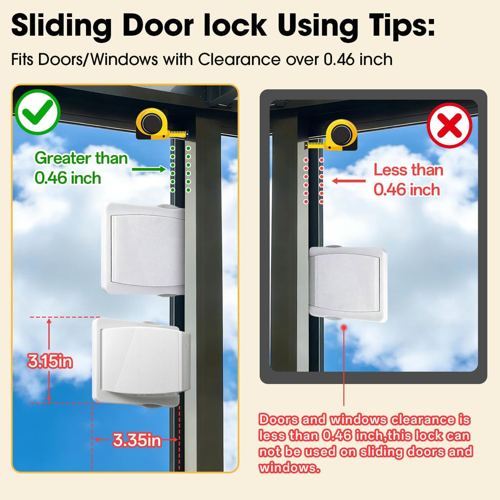 Sliding Door Child Safety Lock: 2-Pack for Glass/Patio Doors, Windows & Closets, 3-Second No-Tools Installation, Durable Childproof Security Lock for Lasting Protection - Baby to Kid Safety Age 0-4