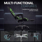 Dowinx Gaming Chair Ergonomic, Massage Lumbar Support, Footrest, Adjustable Height & Headrest Pillow, Heavy Duty 330lbs Office Chair, Comfortable for Back Pain Relief Long Gaming Streaming Deep Green