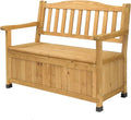 Fir Wood Outdoor Storage Bench, 2-Seater High Backrest Patio Loveseat with Armrest, Large Waterproof Deck Storage Box, Multipurpose Weather Resistant Organizer Bench