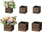 NUPTIO Wooden Box for Centerpiece Wedding: 6 Pcs Rustic Square Planter Box for Christmas Table Fall Decorations - 4×4" & 5×5" Small Wood Vases Flower Pots for Windowsill Home Garden Decor