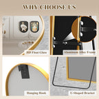 57"x19" Full Length Mirror, Arched Full Body Standing Mirror, Leaner Floor Mirror, Anti-Shatter Glass & Thin Alloy Frame, for Bedroom Living Room Entryway, Gold
