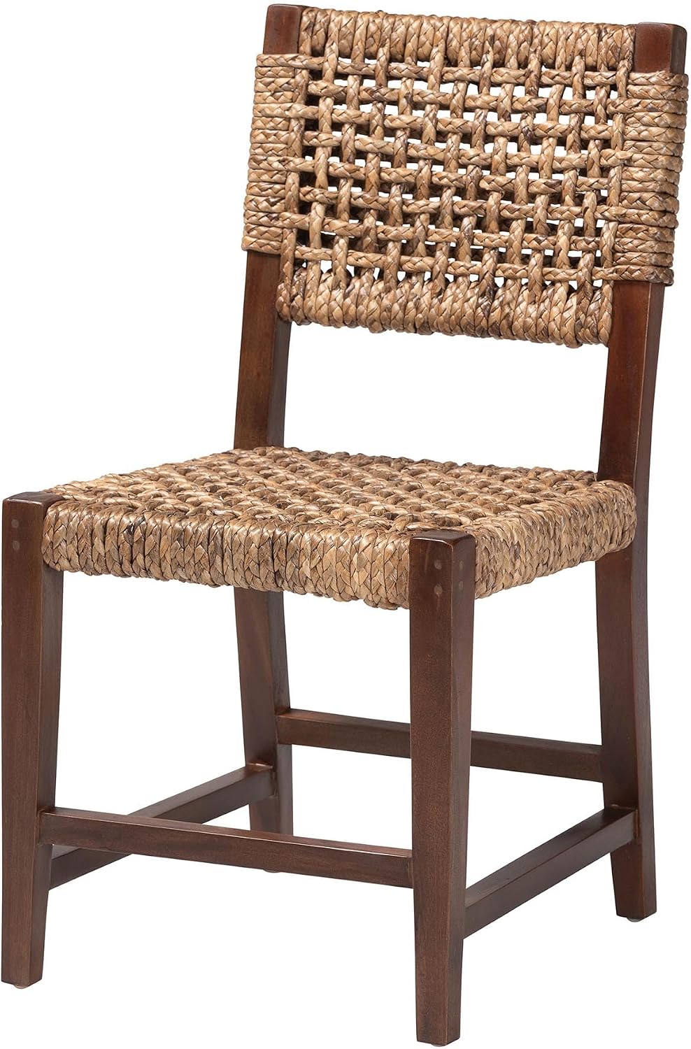 Bali & pari Alise Seagrass and Mahogany Wood Chair, Dining Height, Earthy Brown