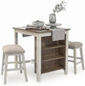 Signature Design by Ashley Skempton 3 Piece Counter Height Dining Table and Bar Stools Set, Built-in Storage, Wood, Acacia Veneer and Engineered Wood, Small Kitchen Table, White/Light Brown