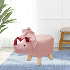 Animal Footstool, Footrest Ottoman, Cartoon, Portable, Adorable Room Decor, Wood Sofa Tea Stool for Guest Room, Bedroom, Playroom, Indoor Outdoor, Pink Dragons