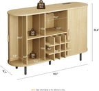 ONBRILL 55" Wine Bar Cabinet with LED Light,Modern Liquor Whiskey Coffee Station with Wine Rack and Glass Holder, Farmhouse Buffet Sideboard with Storage for Living Room, Kitchen, Entryway (Oak)