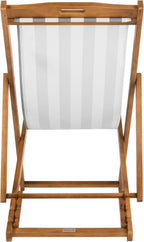 SAFAVIEH Outdoor - Loren Folding Sling Chair Set of 2 - Brown & Grey Stripe - Solid Wood Frame - Portable Bistro Design - Ideal for Patio, Poolside, Backyard, 24" W x 43" D x 25" H (PAT7040B-SET2)