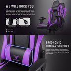 Gaming Chair,High Back Ergonomic Racing Gamer Chair with Lumbar Support and Headrest,Girl Computer Desk Chair with Height Adjustable(Purple)