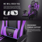 Gaming Chair,High Back Ergonomic Racing Gamer Chair with Lumbar Support and Headrest,Girl Computer Desk Chair with Height Adjustable(Purple)