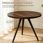 34.6" Round Dining Table Set for 4, Modern Kitchen Coffee Table Set with 4 Faux Leather Chairs, MDF Small Space Saving Dining Room Table and Chairs Set (Walnut Table+4 Beige U-Shaped Chairs)