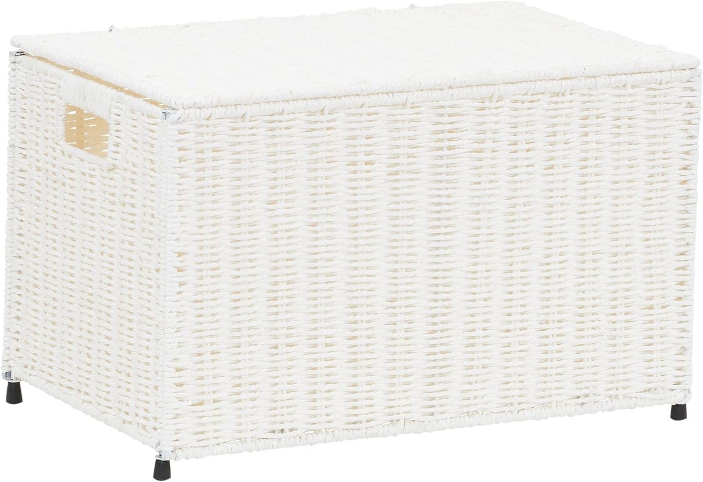 Household Essentials Arctic White Woven Paper Rope Chest with Iron Accents