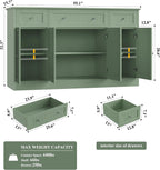 HITHOS 55" Sideboard Buffet Cabinet with Storage, Modern Kitchen Buffet Storage Cabinet with Drawers, Wood Coffee Bar with Adjustable Shelves, Large Sideboard for Kitchen, Living Room, Green
