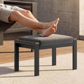 Outdoor Aluminum Patio Furniture Step Stool, 2Pcs Rust-resistant Patio Conversation Foot Stool with Comfort Washable Cushions and Metal Legs, Ottoman Foot Rest for Backyard Porch Deck Dalcony