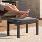 Outdoor Aluminum Patio Furniture Step Stool, 2Pcs Rust-resistant Patio Conversation Foot Stool with Comfort Washable Cushions and Metal Legs, Ottoman Foot Rest for Backyard Porch Deck Dalcony