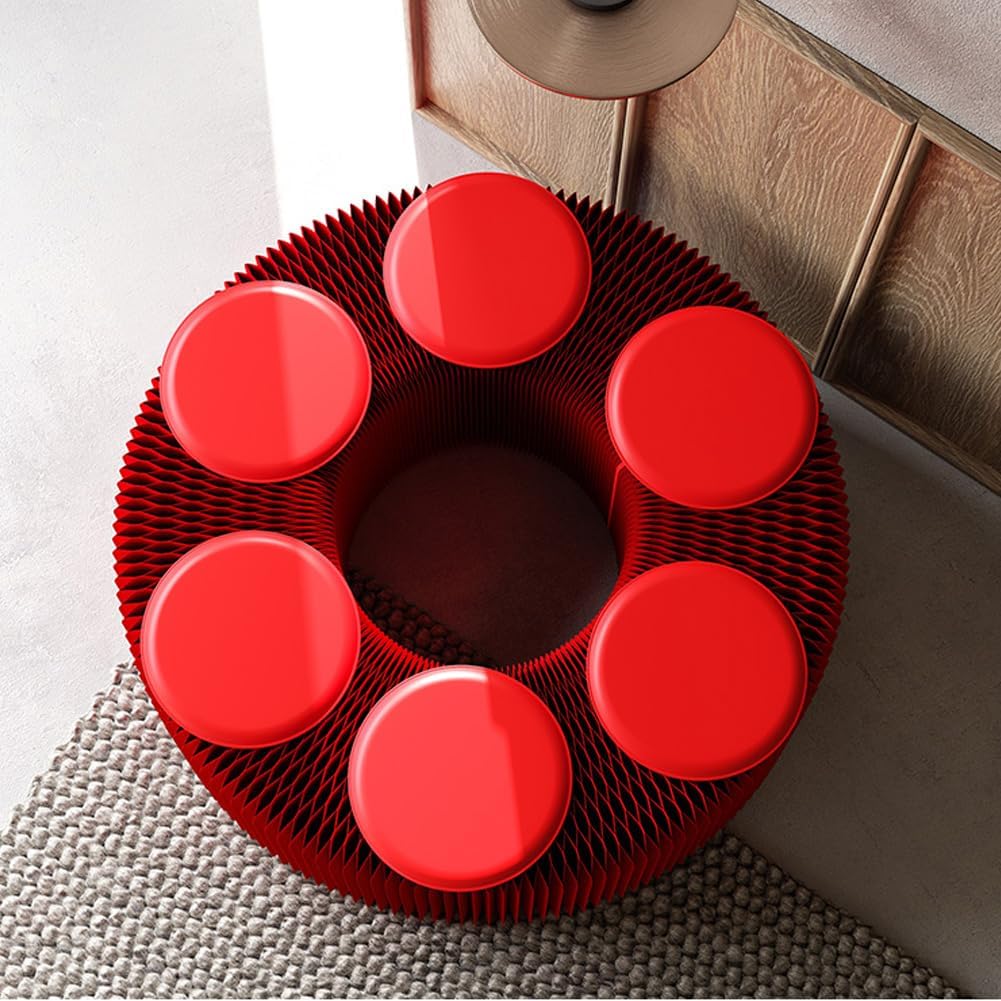 Folding Paper Stool Sofa Chair, Folding Paper Stool for Office,Reception Room,Living Room and Shopping Mall (Brown,Three seats-17.3in)