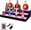 Dollate 3-Tier 24 Inch LED Liquor Bottle Display Shelf, Tabletop Wine Rack, 16 Colors, Adjustable Light for Home Bar, Party, Commercial Use