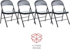 Alera Armless Steel Folding Chair, Supports Up to 275 lb, Black Seat, Black Back, Black Base, 4/Carton