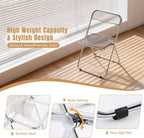 Acrylic Folding Chair, Transparent Folding Chair, Portable Metal Frame Foldable Chair for Home, Office, and Events-Gray