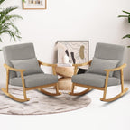 POWERSTONE Nursery Rocking Chair Upholstered Glider Rocker with PP Pillow & Rubber Wood Frame Modern Single Rocking Armchair for Bedroom, Living Room, Balcony, Offices, Nursery Grey