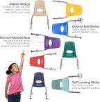 FDP 16" School Stack Chair, Stacking Student Seat with Chromed Steel Legs and Ball Glides for in-Home Learning or Classroom - Black (4-Pack), 10382-BK