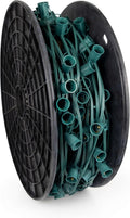 Pro Christmas C9 Light Cord - 250 ft Spool, 500 Bulb Sockets, 6” Spacing, Green Wire - Outdoor Strand for Holiday Decor, Home and Roofline, Foliage (Plugs not Included)