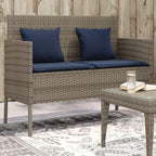 Gray Patio Bench with Storage, PE Rattan Outdoor Storage Bench with Cushions and Waterproof Bag, Garden Seat for Cushions and Towels