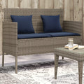 Outdoor Storage Bench Gray with Cushions, Poly Rattan Patio Bench with Waterproof Bag and Gas Spring Lid