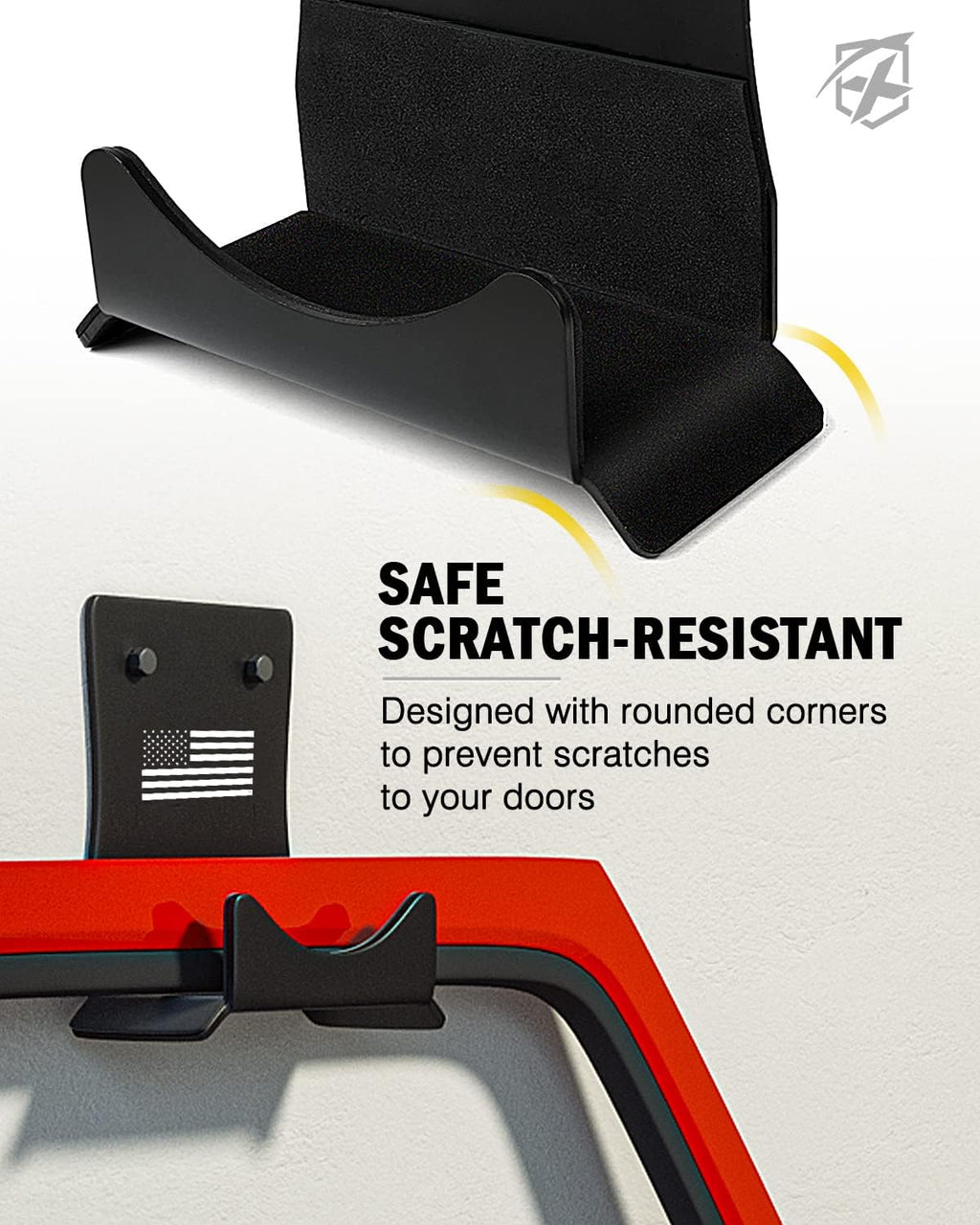 Xprite Door Storage Hangers with US Flag Pattern & Rubber Lining, 4 PCS Removable Wall Mounted Door Storage Holder Hooks Compatible with 1956-2026 Jeep Wrangler CJ YJ TJ LJ JK JKU JL JLU Gladiator JT