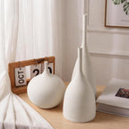 Relexome Ceramic Vase Set of 3 Neutral Vases Home Decor Modern Minimalist Decorative Vase Matte Ribbed Vases for Centerpieces Living Room Shelf Entryway Table Decor Beige